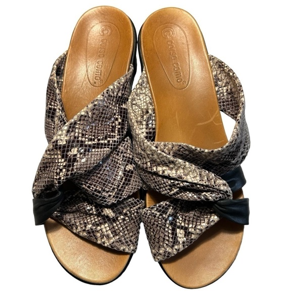 Coral Como Faux Snakeskin and Leather Wedge Sandals Sz 9 - Picture 7 of 14